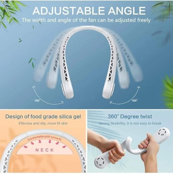 Hanging Neck Fan - 3 Adjustable Gears - Power Button & Fan Speed Selection | Type C USB Port Input | Dual Motor Hands-Free Cooling