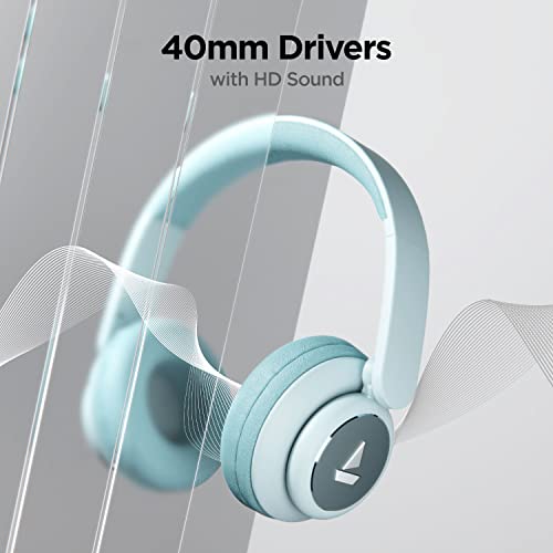 boAt Rockerz 450 On Ear Bluetooth Headphones with Upto 15 Hours Playback, 40MM Drivers, Padded Ear Cushions and Dual Modes(Aqua Blue)