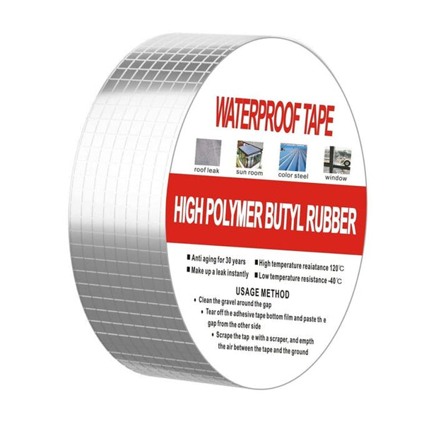 Waterproof Repair Tape for Pipe Leakage Roof Water Leakage Solution Aluminium Foil Tape Waterproof Adhesive Sealing Butyl Rubber Tape for Surface Crack (5M X 5CM)