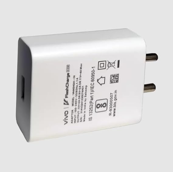 Original Vivo 44W Flash Charge Adapter USB-A, Compatible with Vivo V30/V30 Pro/X100/T3 5G/Neo 6/Z7/Z7 Pro/V23/V23e/V23 Pro/V25/V25e/V25