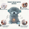 Baby Sound Light Bear Soothe Breathing, Sensory Details Music Lights Rhythmic Breathing Motion Musical for Children to Relax and Sleep Baby Toy Plush Best Gift for Kids
