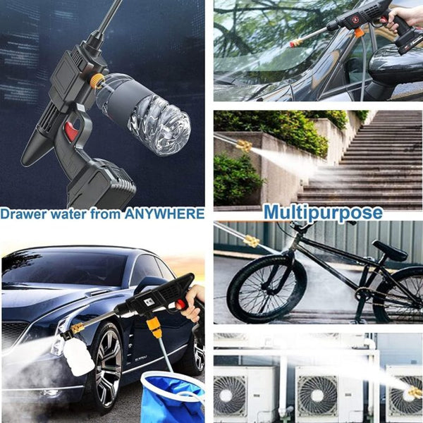 Cordless Portable Pressure Washer Gun 48V 12000mah High Pressure Water Gun Wireless High Pressure Washer Water Spray Gun for Car Wash Bike Washing Cleaning (Electric car wash Gun 2 Battery 2)