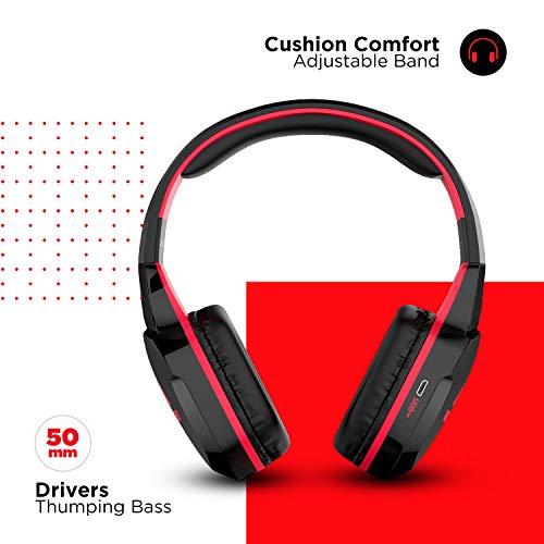 boAt Rockerz 510 Over Ear Bluetooth Headphones with Upto 20 Hours Playback, 50MM Drivers, Padded Ear Cushions and Dual Modes(Raging Red)