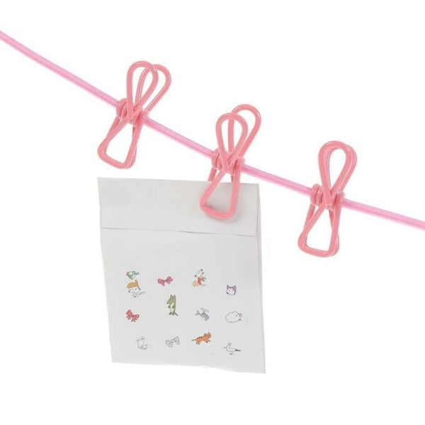 Portable Multi Functional Drying Rope with 12 Clips and 2 Hooks Durable Portable Outdoor Travel Clothesline Rope Clothes Hanging Hook (Multicolor)