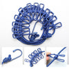 Portable Multi Functional Drying Rope with 12 Clips and 2 Hooks Durable Portable Outdoor Travel Clothesline Rope Clothes Hanging Hook (Multicolor)
