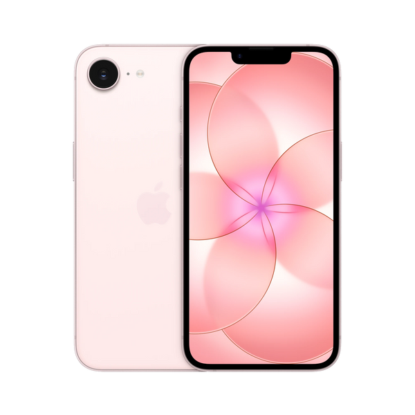 Apple iPhone 17e Soft Pink front and back on white background