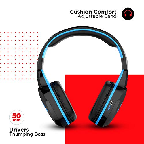 boAt Rockerz 510 Over Ear Bluetooth Headphones with Upto 20 Hours Playback, 50MM Drivers, Padded Ear Cushions and Dual Modes(Furious Blue)