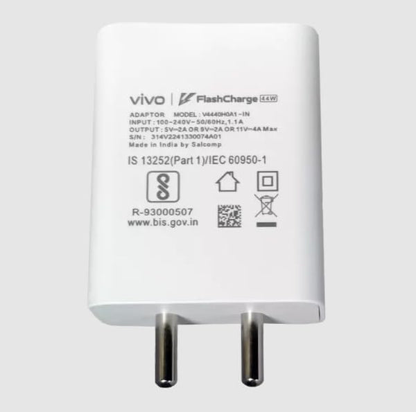 Original Vivo 44W Flash Charge Adapter USB-A, Compatible with Vivo V30/V30 Pro/X100/T3 5G/Neo 6/Z7/Z7 Pro/V23/V23e/V23 Pro/V25/V25e/V25
