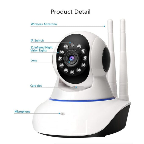 Upgraded V380 Pro HD Smart WiFi Wireless Double Antenna IP CCTV Security Camera with 2 Way Audio, Night Vision (White)