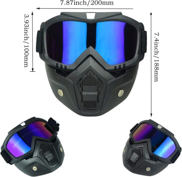 Bike Riding Goggle Mask Anti Scratch UV Protective Open Face & Eyewear Windproof Dirt Shield Adjustable Strap Soft Foam Padded Detachable for Cycling Bike Off Road Racing Riding Unisex