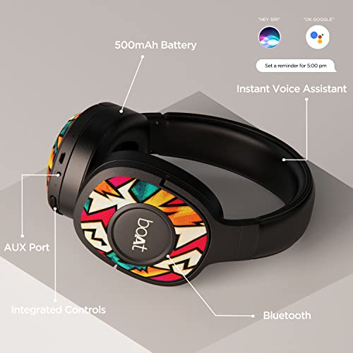 boAt Rockerz 550 Over Ear Bluetooth Headphones with Upto 20 Hours Playback, 50MM Drivers, Soft Padded Ear Cushions and Physical Noise Isolation(Black Symphony)