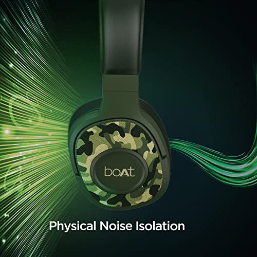 boAt Rockerz 550 Over Ear Bluetooth Headphones with Upto 20 Hours Playback, 50MM Drivers, Soft Padded Ear Cushions and Physical Noise Isolation(Army Green)