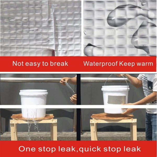 Waterproof Repair Tape for Pipe Leakage Roof Water Leakage Solution Aluminium Foil Tape Waterproof Adhesive Sealing Butyl Rubber Tape for Surface Crack (5M X 5CM)