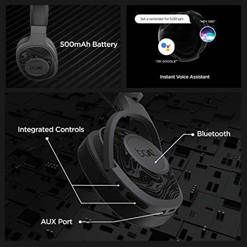 boAt Rockerz 550 Over Ear Bluetooth Headphones with Upto 20 Hours Playback, 50MM Drivers, Soft Padded Ear Cushions and Physical Noise Isolation