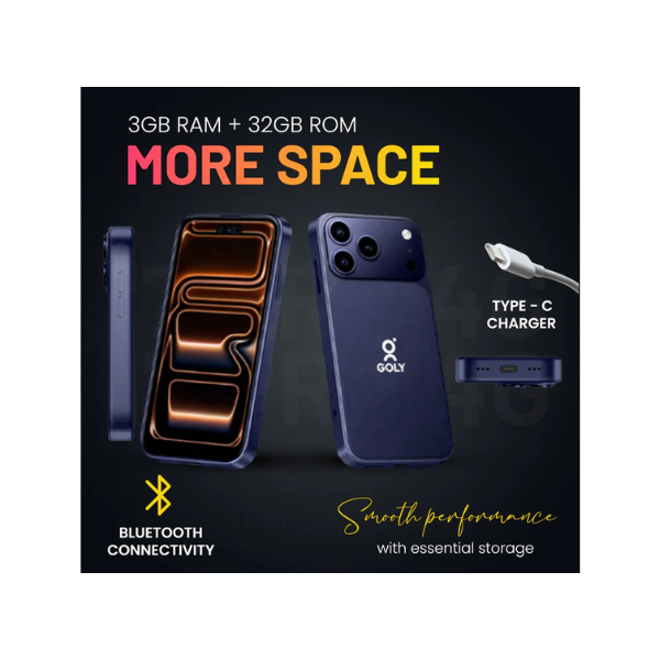 Goly 17 Pro 4GB RAM + 64GB ROM | 16MP Rear + 8MP Front Camera Type-C | Dual SIM Smartphone