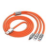 120W 3A Super Fast Charger - 3-in-1 Zinc Alloy Charger Cable with Type C, Liquid Silicone, and Micro USB - Ultimate Charging Solution