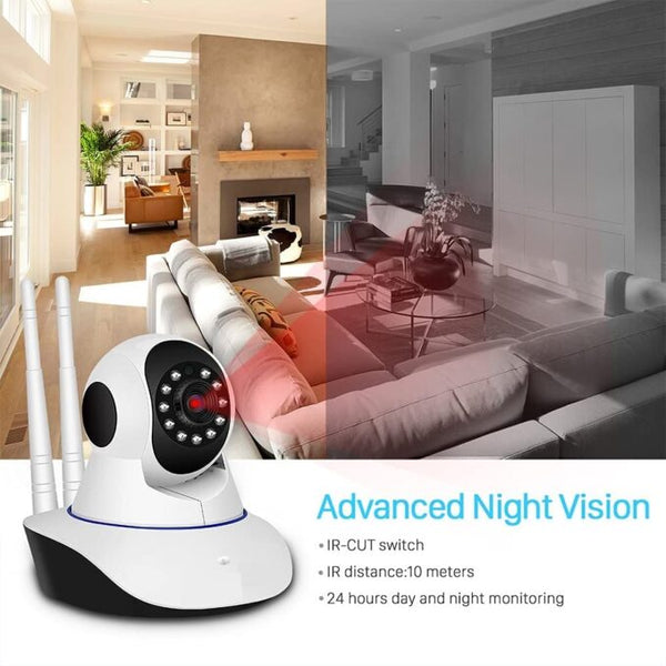 Upgraded V380 Pro HD Smart WiFi Wireless Double Antenna IP CCTV Security Camera with 2 Way Audio, Night Vision (White)