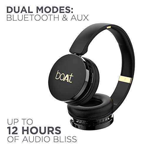 boAt Rockerz 370 Bluetooth Wireless On Ear Headphone with Mic (Buoyant Black)