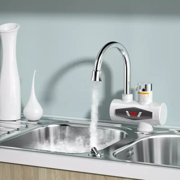 Instant Water Geyser (Instant-Electric-Water-Heater-Faucet-Hot-Tap-with-Shower-Home-Kitchen-Bathroom, White)