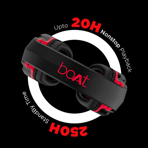 boAt Rockerz 510 Over Ear Bluetooth Headphones with Upto 20 Hours Playback, 50MM Drivers, Padded Ear Cushions and Dual Modes(Raging Red)
