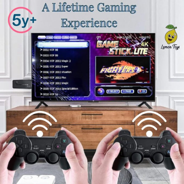 2.4G Wireless Controller Gamepad,4k Ultra HD Game Stick-Supports Wireless Dual Play,3000+ Classic Games,35 Hrs Continuous Gameplay,Video Games for Kids-USB Rechargeable