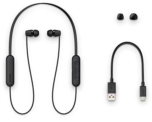 Sony WI-C200 Wireless Headphones with 15 Hrs Battery Life, Quick Charge, Magnetic Earbuds for Tangle Free Carrying, BT ver 5.0,Work from home, In-Ear Bluetooth Headset with mic for phone calls (Black)
