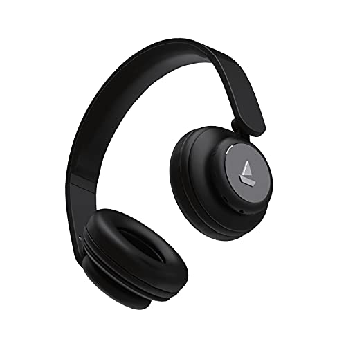boAt Rockerz 450 On Ear Bluetooth Headphones with Upto 15 Hours Playback, 40MM Drivers, Padded Ear Cushions and Dual Modes(Luscious Black)