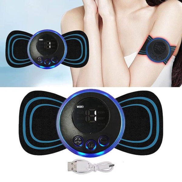 Body Massager, Wireless Portable Body Massager with 8 Modes and 19 Strength Levels Rechargeable Pain Relief EMS Massage Machine