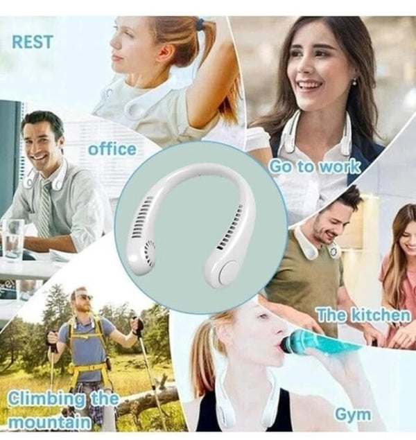 Hanging Neck Fan - 3 Adjustable Gears - Power Button & Fan Speed Selection | Type C USB Port Input | Dual Motor Hands-Free Cooling