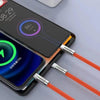 120W 3A Super Fast Charger - 3-in-1 Zinc Alloy Charger Cable with Type C, Liquid Silicone, and Micro USB - Ultimate Charging Solution