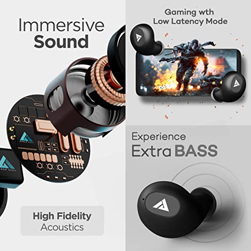 Boult Audio AirBass PowerBuds TWS Earbuds with 120 Hours Total Playtime, Inbuilt Powerbank, Type-C Fast Charging and IPX7 Fully Waterproof (Black