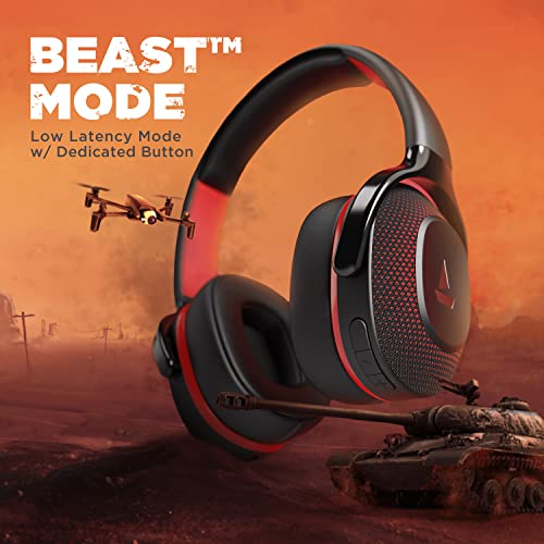 boAt Rockerz 425 Bluetooth Wireless Over Ear Headphones with boAt Signature Sound, Beast Mode(Upto 65ms Latency) for Gaming, ENx Tech, ASAP Charge, 25H Playtime, Bluetooth v5.2, with mic(Active Black)
