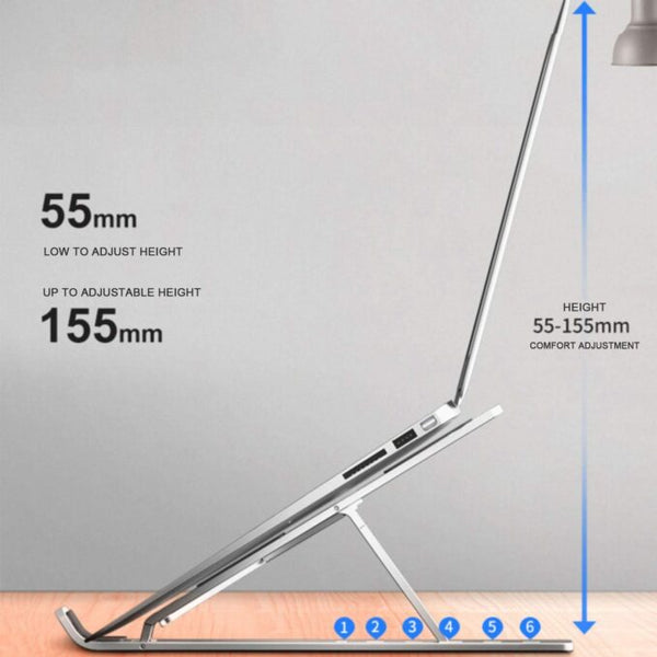 Portable Laptop Stand, Aluminum Adjustable Eye-Level Ergonomic Height Compatible for MacBook Notebook Computer PC iPad Tablet, Ultra-Thin Light Weight Desktop Notebook Holder Riser I Silver- Pack Of 1 |