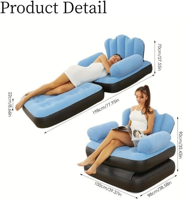 Inflatable Chair,Portable 5 In 1 Inflatable Double Layer Sofa, Unfolding Can Serve As a Bed, Carrying Capacity Of 200kg,Durable and Wear-resistant, Suitable for Indoor and Outdoor Cam