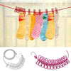 Portable Multi Functional Drying Rope with 12 Clips and 2 Hooks Durable Portable Outdoor Travel Clothesline Rope Clothes Hanging Hook (Multicolor)