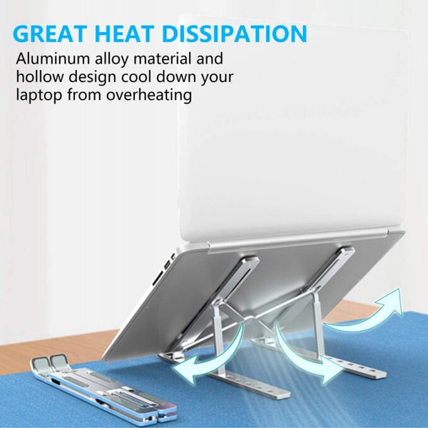 Portable Laptop Stand, Aluminum Adjustable Eye-Level Ergonomic Height Compatible for MacBook Notebook Computer PC iPad Tablet, Ultra-Thin Light Weight Desktop Notebook Holder Riser I Silver- Pack Of 1 |