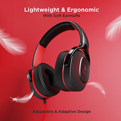 boAt BassHeads 950v2 Wired Over Ear Headphones with Mic, with 40mm Audio Drivers, Soft Ear-Cushion, Lightweight Build, 3.5mm Jack and with mic(Raging Black)