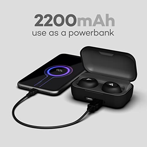 Boult Audio AirBass PowerBuds TWS Earbuds with 120 Hours Total Playtime, Inbuilt Powerbank, Type-C Fast Charging and IPX7 Fully Waterproof (Black)