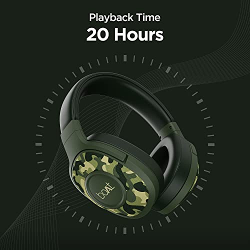 boAt Rockerz 550 Over Ear Bluetooth Headphones with Upto 20 Hours Playback, 50MM Drivers, Soft Padded Ear Cushions and Physical Noise Isolation(Army Green)