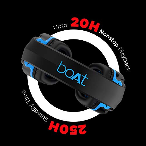 boAt Rockerz 510 Over Ear Bluetooth Headphones with Upto 20 Hours Playback, 50MM Drivers, Padded Ear Cushions and Dual Modes(Furious Blue)