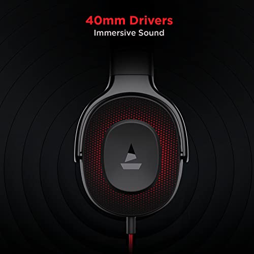 boAt BassHeads 950v2 Wired Over Ear Headphones with Mic, with 40mm Audio Drivers, Soft Ear-Cushion, Lightweight Build, 3.5mm Jack and with mic(Raging Black)