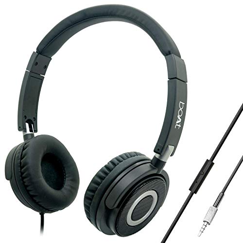 boAt Bassheads 900 Wired On Ear Headphones with Mic (Carbon Black)