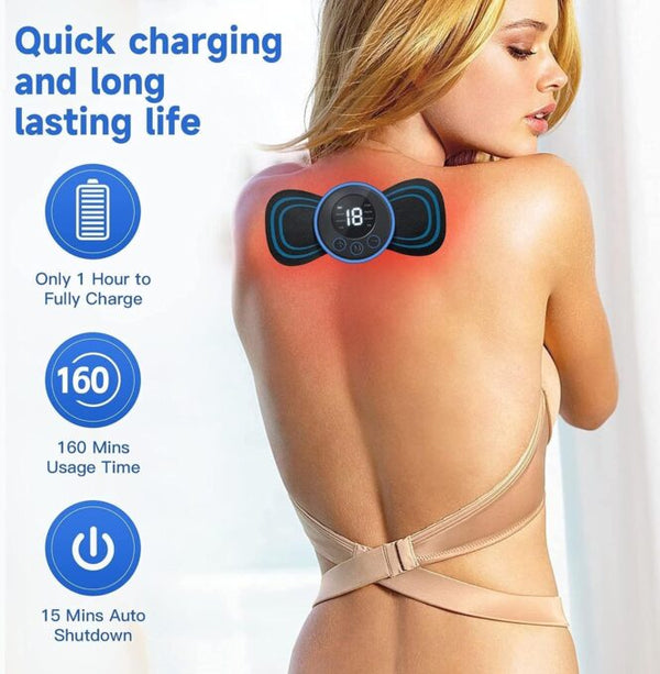 Body Massager, Wireless Portable Body Massager with 8 Modes and 19 Strength Levels Rechargeable Pain Relief EMS Massage Machine