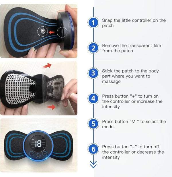 Body Massager, Wireless Portable Body Massager with 8 Modes and 19 Strength Levels Rechargeable Pain Relief EMS Massage Machine