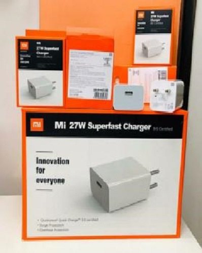 White Mi 27W SonicCharge Superfast charger With C Type Data Cable