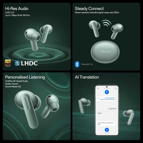 OnePlus Buds 4 TWS Earbuds with Upto 55dB Real-time ANC, Adaptive Mode, Dual Drivers and DACs, 3D Audio, Dual-Device connectivity, 47ms Low Latency, Storm Gray