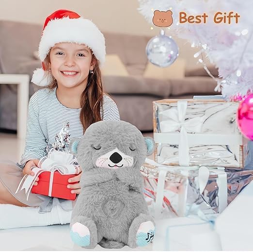 Baby Sound Light Bear Soothe Breathing, Sensory Details Music Lights Rhythmic Breathing Motion Musical for Children to Relax and Sleep Baby Toy Plush Best Gift for Kids