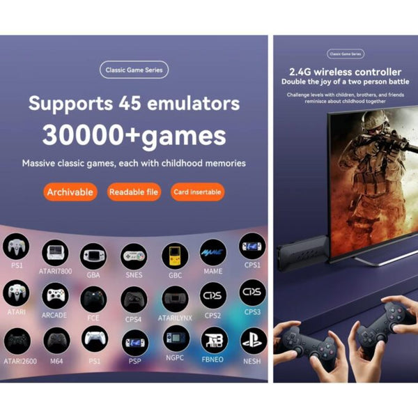 M33 3D Gaming Stick Video Game Console 4k high-Definition TV Output Built-in 30000+Games (64 gb)