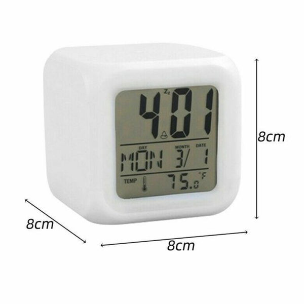 7 Colour Changing LED Digital Alarm Clock Table Watch with Date Time Temperature for Office Bedroom Multicolor