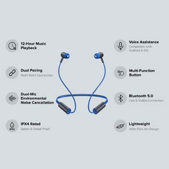 MI Pro Bluetooth Wireless in Ear Earphones with Mic (Blue) [ 6 Months Warranty ]